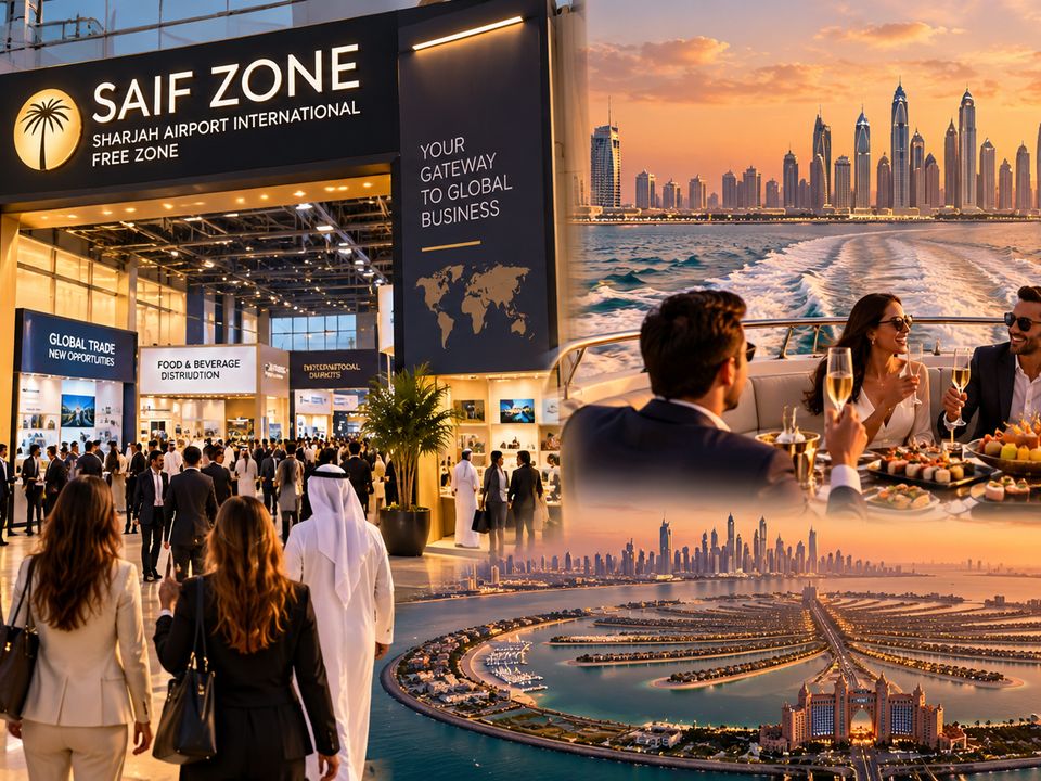 Saif Zone, passeio de iate ao pôr do sol e vista aérea da Palm Jumeirah